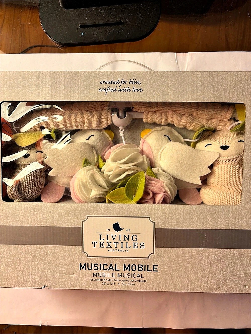 Living Textiles Baby Musical Mobile - Ava Birds | Crib Toy, Knitted